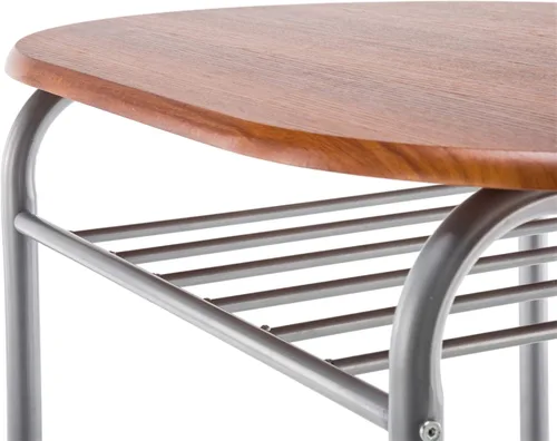 Vista 26 de Juego de mesa redonda y silla de madera de 3 piezas para cocina, comedor, espacio compacto con marco de acero, estante de vino incorporado (blanco)