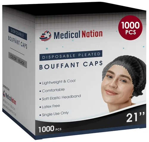 Vista 13 de Medical Nation Red para el cabello, redes plisadas desechables Blanco, 100 unidades Redes de pelo para servicio de alimentos, uso médico, redes