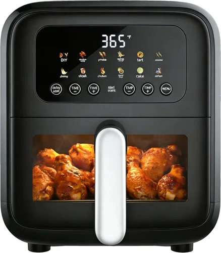 Vista 8 de HealSmart Horno freidora de aire digital 12 en 1 de 6.34 cuartos de galón, horno de convección multifunción de 1700 W con ventana de visión, cesta