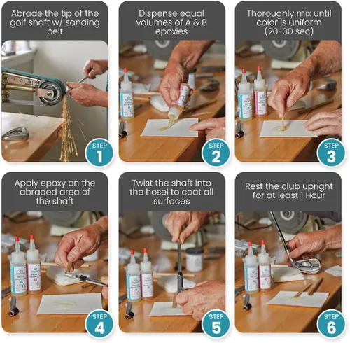 Vista 4 de Brampton PRO-FIX - Epoxi de golf de curado rápido, vida útil de 5 minutos, curado completo de 1 hora, extra fuerte, resistente a los impactos, kit