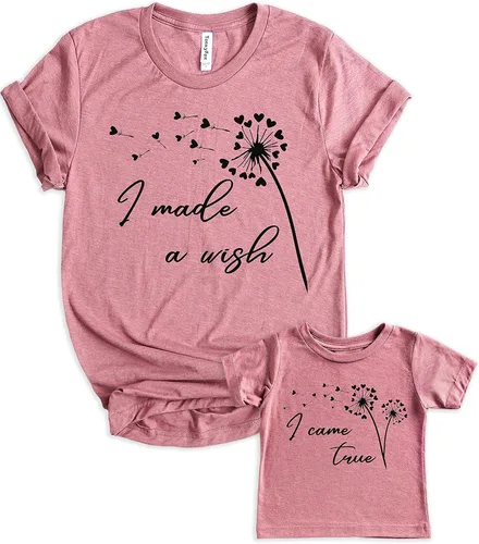 Teeny Fox Mama I Made A Wish I Came True Baby Mother - Trajes a juego con lindas camisas familiares