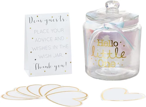 Vista 7 de Kate Aspen Tarro iridiscente de deseos de boda con 100 tarjetas en forma de corazón, libro de invitados, decoraciones de despedida de soltera