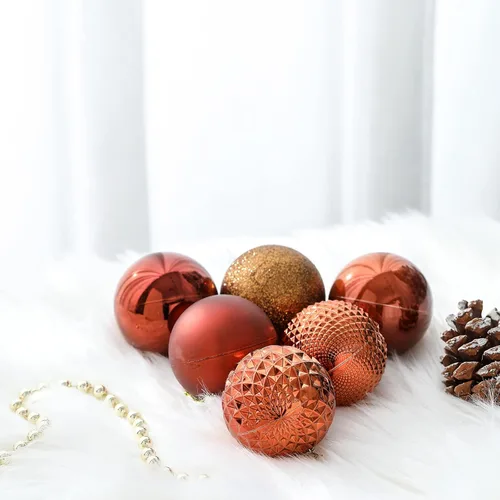 Vista 4 de Bolas de adorno de Navidad de 2.36 pulgadas 2.362 in, juego de adornos inastillables, adornos marrones para árbol de Navidad, bolas de formas
