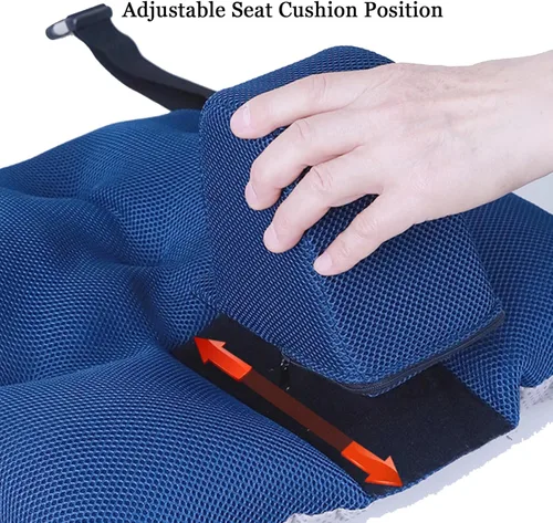 Vista 6 de Cojín de cuña con pomo para silla de ruedas, cojín transpirable para silla de ruedas con correas de asiento ajustables, almohadilla de asiento