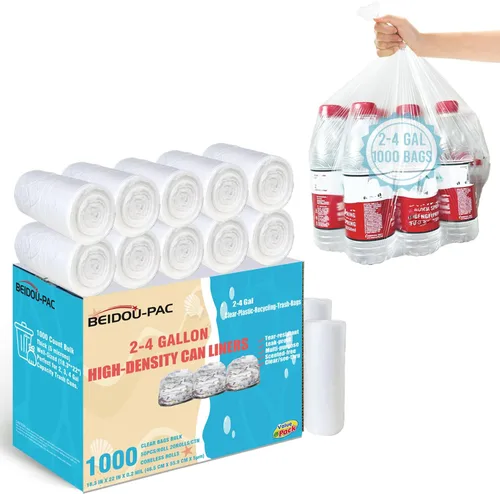 Vista 22 de BEIDOU-PAC Bolsas de basura de 2 a 4 galones, 400 unidades a granel, bolsas de reciclaje de plástico transparente, pequeñas bolsas de basura
