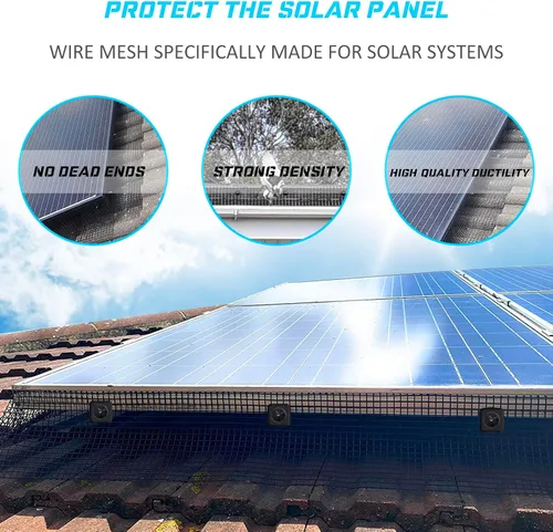 Vista 4 de Panel solar de malla para pájaros, 70 sujetadores de aluminio de 8 pulgadas x 102 pies, panel solar para criaturas separadas, palomas, etc.
