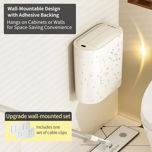 Vista 4 de MRBIN Basurero de baño con sensor de movimiento con tapa de mariposa, cubo de basura delgado automático sin contacto de 7 litros/1.8 galones, cesta