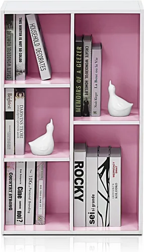 Vista 126 de Furinno - Estantería de cubos de 5 niveles serie Luder para libros y almacenamiento, color roble francés