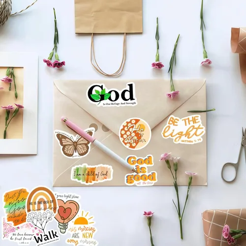 Vista 6 de 200 piezas de calcomanías cristianas inspiradas, calcomanías de versículos bíblicos para tablero de visión, botella de agua, laptop, álbum