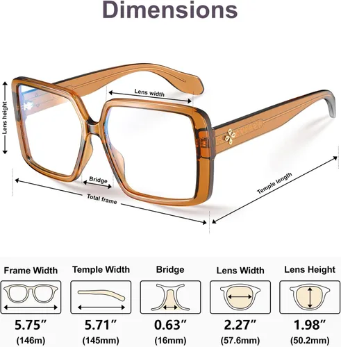 Vista 4 de VISOONE Gafas gruesas de gran tamaño con bloqueo de luz azul para mujer