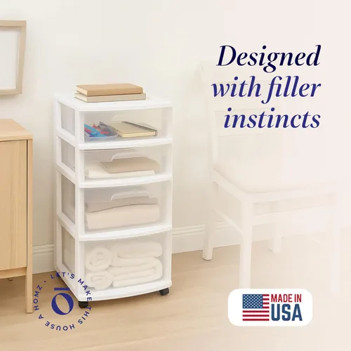 Vista 4 de Homz - Carro mediano de 4 cajones de plástico