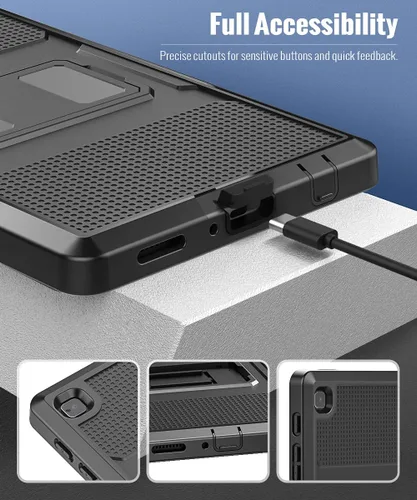 Vista 6 de MoKo Case Fit Samsung Galaxy Tab A7 Lite de 8.7 pulgadas 2021 (SM-T225/T220/T227), a prueba de golpes, cuerpo completo, resistente, con protector