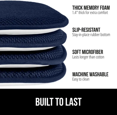 Vista 2 de GORILLA GRIP Juego de 2 cojines antideslizantes para silla, no requieren ataduras, almohadillas de espuma viscoelástica para comedor, mesa