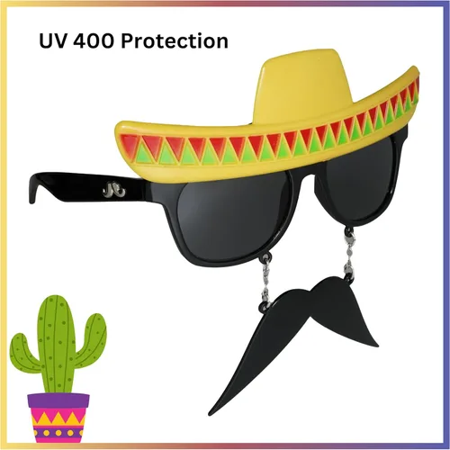 Vista 11 de Sun-Staches Gafas de sol con sombrero, recuerdos de fiesta de disfraces, UV400, talla única, Sombrero