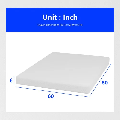 Vista 161 de PayLessHere Colchón matrimonial de espuma viscoelástica de gel de 12 pulgadas con tela suave transpirable y lavable, funda con cremallera, colchón