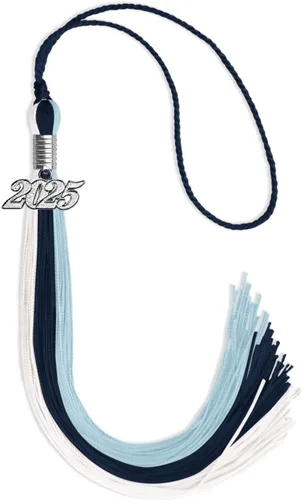 Vista 116 de Endea Graduation Borla de triple color con gota de fecha plateada (negro/dorado/granate, 2020)