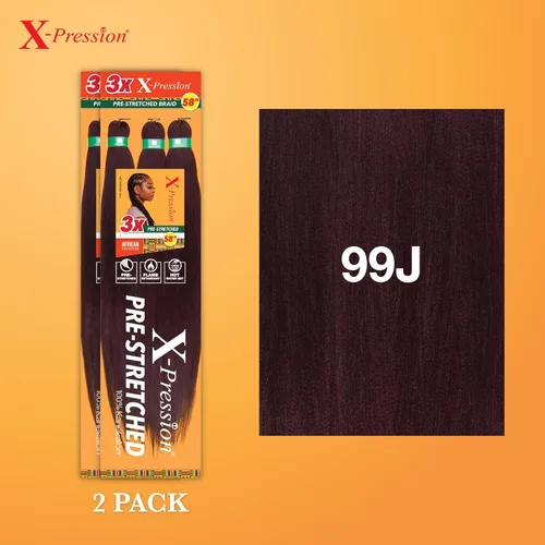 Vista 180 de Sensationnel X-Pression - Trenzas prestiradas, 3 unidades, 58 pulgadas, paquete de 1 unidad, 1B