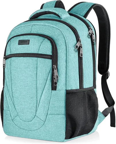 BIKROD Mochila verde azulado para mujeres y hombres, mochilas escolares extra grandes para adolescentes, mochila resistente al agua con puerto de
