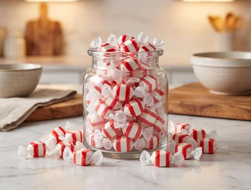 Vista 5 de Caramelo de agua salada de menta, 1.5 libras de caramelo masticable de menta recién envuelto individualmente (paquete de 2)