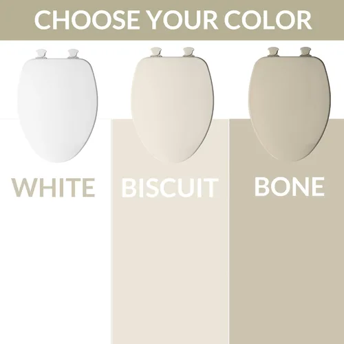 Vista 9 de Asiento de inodoro CHURCH de Bemis, bisagras de liberación para limpiezas profundas, asiento de madera esmaltada duradera, redondo, color galleta
