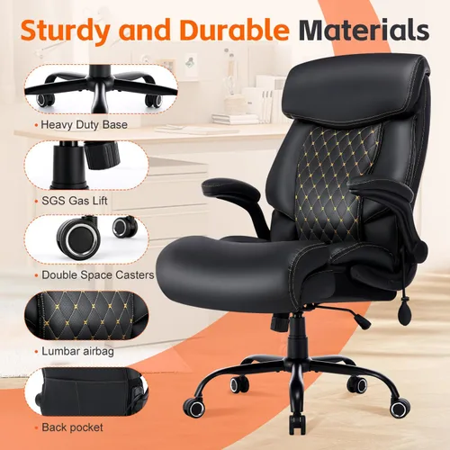 Vista 5 de BOSMILLER Big and Tall Office Chair, Heavy Duty Executive Chairs with Adjustable Lumbar Support for Back Pain, Ergonomic Comfortable Computer Chair