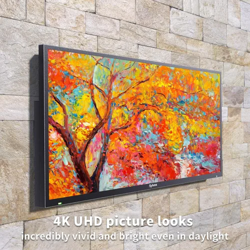 Vista 2 de SYLVOX TV al aire libre de 43 pulgadas, Smart TV compatible con Google impermeable 4K LED televisión al aire libre con altavoces duales, compatible