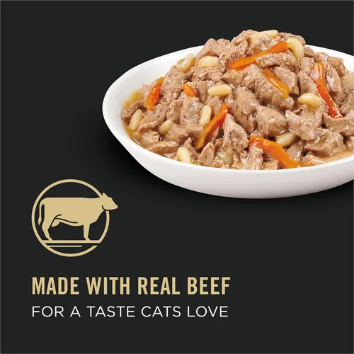 Vista 3 de Purina Pro Plan * Salsa húmeda para gatos, carne de res, zanahorias y arroz Entree - (24) 3 oz. Latas abre fácil
