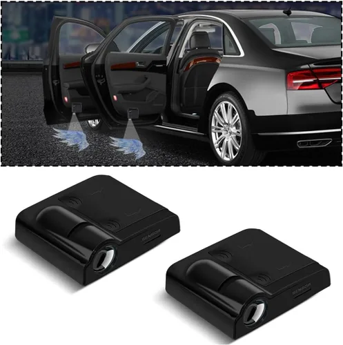 Vista 17 de 2 Piezas Luces Universales para Puerta de Automóvil Proyector de Logo, Proyección de Puerta Automática Luz LED Inalámbrica de Bienvenida y Cortesía