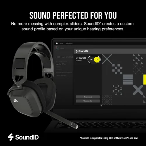 Vista 7 de Corsair HS80 MAX Auriculares inalámbricos multiplataforma para juegos con Bluetooth - Dolby Atmos - Micrófono de calidad de transmisión - Compatible