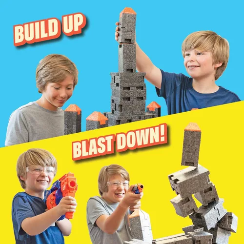 Vista 2 de Castle Pack – Objetivos construibles y destruibles para pistolas Nerf – para niños mayores de 6 años – Juego de objetivos extremos y desafío