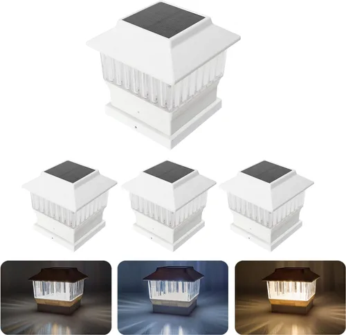 Vista 28 de Luces solares modernas para tapa de poste #2 (se adapta al poste de 4 x 4, nominal 5 x 5), 50 lúmenes con tres opciones de temperatura de color, luz