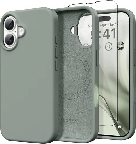 Vista 159 de GONEZ Funda magnética para iPhone 14, compatible con Magsafe, con protector de pantalla + protector de cámara, forro de microfibra antiarañazos