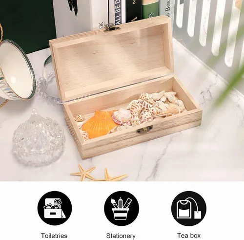 Vista 7 de Camel Birds Ostrich Funny Wooden Storage Box with Hinged Lid and Front Clasp Jewelry Gift Boxes for Crafts and Home Decor 8" X 4" X 2.5