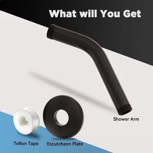 Vista 6 de MakeFit Brazo de ducha, brazo universal de tubo de ducha montado en la pared de 6 pulgadas con brida y cinta de teflón, brazo de extensión de acero