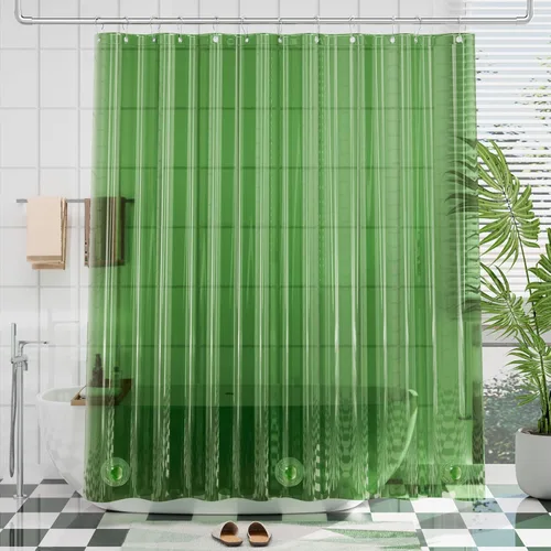 Vista 40 de AmazerBath Cortina de ducha larga de 36 x 84 pulgadas, cortina de ducha transparente de PEVA grueso resistente, cortina estrecha con 2 piedras