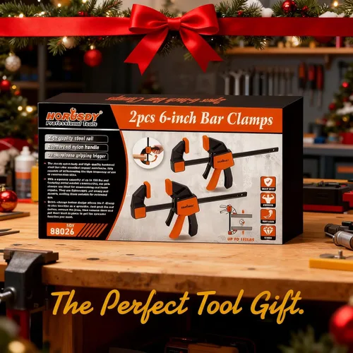 Vista 2 de HORUSDY Abrazaderas de barra de 6 pulgadas para carpintería, paquete de 2 abrazaderas de agarre rápido, abrazadera F resistente y separador