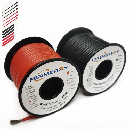 Vista 10 de Fermerry - Kit de cable trenzado de silicona calibre 30, carrete de 3 m, cada uno de 6 colores, flexible, cable de conexión calibre 30, cable