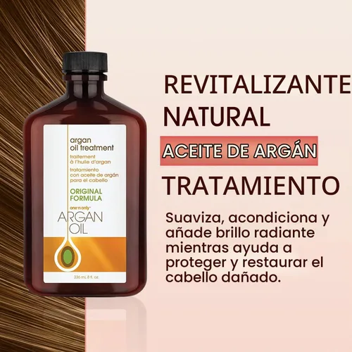 Vista 3 de Tratamiento con aceite de argán, 2 onzas Brilla, nutre y desenreda, protege del calor y daños químicos, sin enjuague para rizados, secos y todos