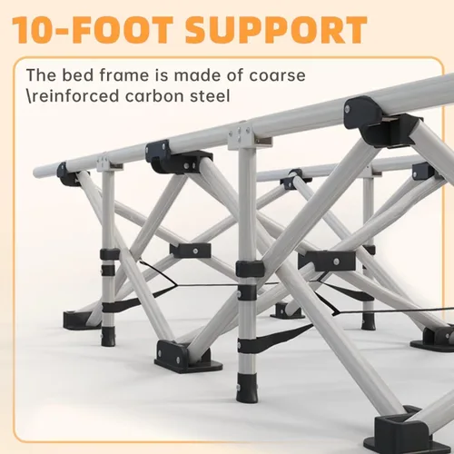 Vista 5 de Heavy Duty Camping Cot for Adults with Mattress, 10-Leg Portable Folding Cot, Extra Stable Sleeping Cot for Camping, Travel, Tent & Indoor Use, 500