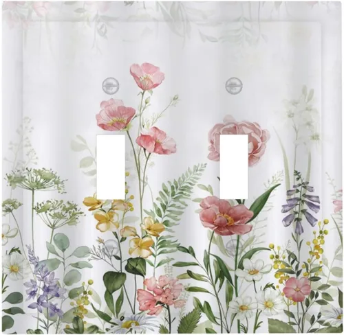 Vista 33 de Cubiertas de Enchufe Dúplex de 1 Gang con Hojas Florales de Eucalipto Azul en Acuarela, Placa Frontal Decorativa para Interruptor de Luz, Placa