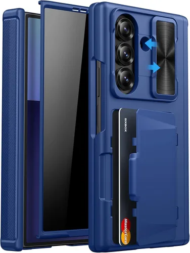 Vista 25 de Funda para Samsung Galaxy Z Fold 7 con Portarjetas, Integrado y Protector de Pantalla y Protección de Bisagra y Cubierta Deslizante para Cámara