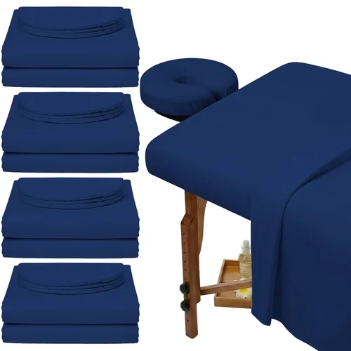 Vista 10 de Oudain Juego de 4 sábanas de microfibra suave para mesa de masaje de 3 piezas, incluye sábana encimera de masaje, sábana bajera ajustable y funda