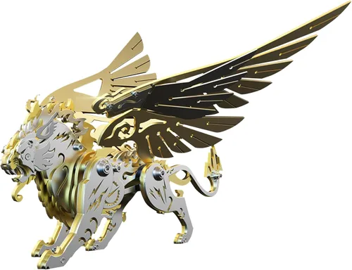 Vista 26 de Kits de modelo de metal 3D, rompecabezas de metal 3D de lobo mecánico, serie de animales de acero DIY, rompecabezas simples 3D, decoración