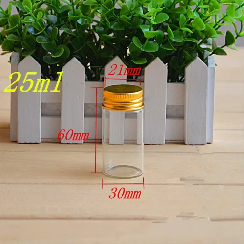 Vista 3 de Frascos de sello vacío de 0.8 fl oz Botella de vidrio con tapa de rosca de color dorado de aluminio Sellado Contenedor de regalo de alimentos