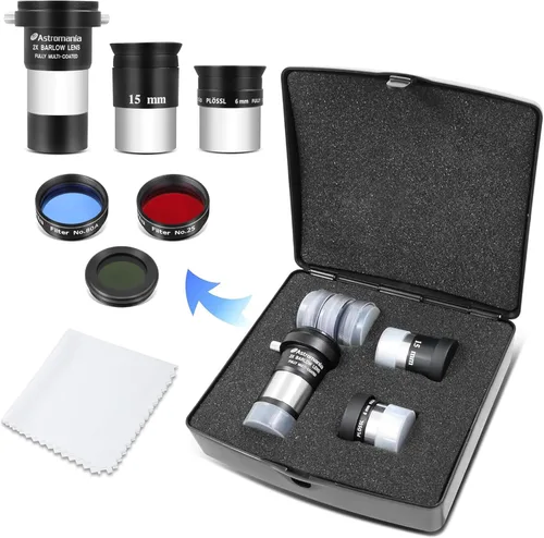 Astromania Juego de accesorios para telescopio ocular para principiantes entusiastas de la astronomía, FMC 0.236 in Plossl 0.591 in Kellner Eyepiece