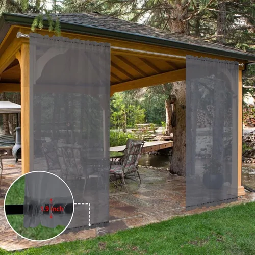 Vista 36 de SpaceDresser Cortinas traslúcidas impermeables para patio y exteriores – 2 paneles de cortina transparente con bolsillo para barra para sala