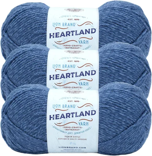 Vista 88 de Lion Brand Yarn Heartland Yarn - Hilo multicolor para tejer, tejer y tejer, paquete de 3, color congaree Worsted Weight Everyday Basic Acrylic