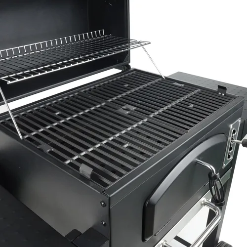 Vista 7 de Grill Boss - Parrilla para barbacoa de carbón de 24 pulgadas con estantes laterales, termómetro integrado, color negro