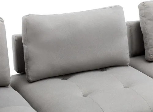 Vista 128 de Sofá modular en forma de L de 100.7 pulgadas con otomana extraíble, modernos sofás de 3 plazas con dos reposabrazos y patas de metal, cómoda tela