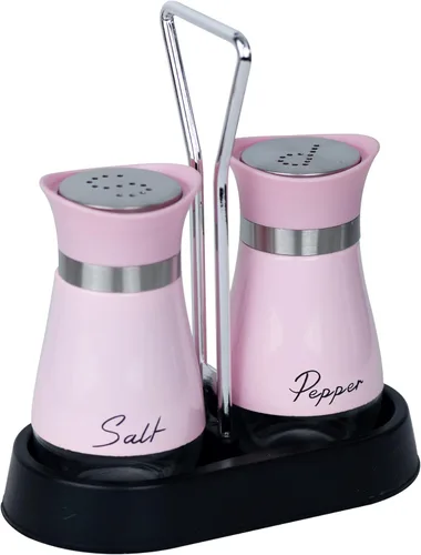 Vista 12 de Juego de 2 saleros y pimenteros de acero inoxidable y vidrio con soporte (NEGRO Y BLANCO)